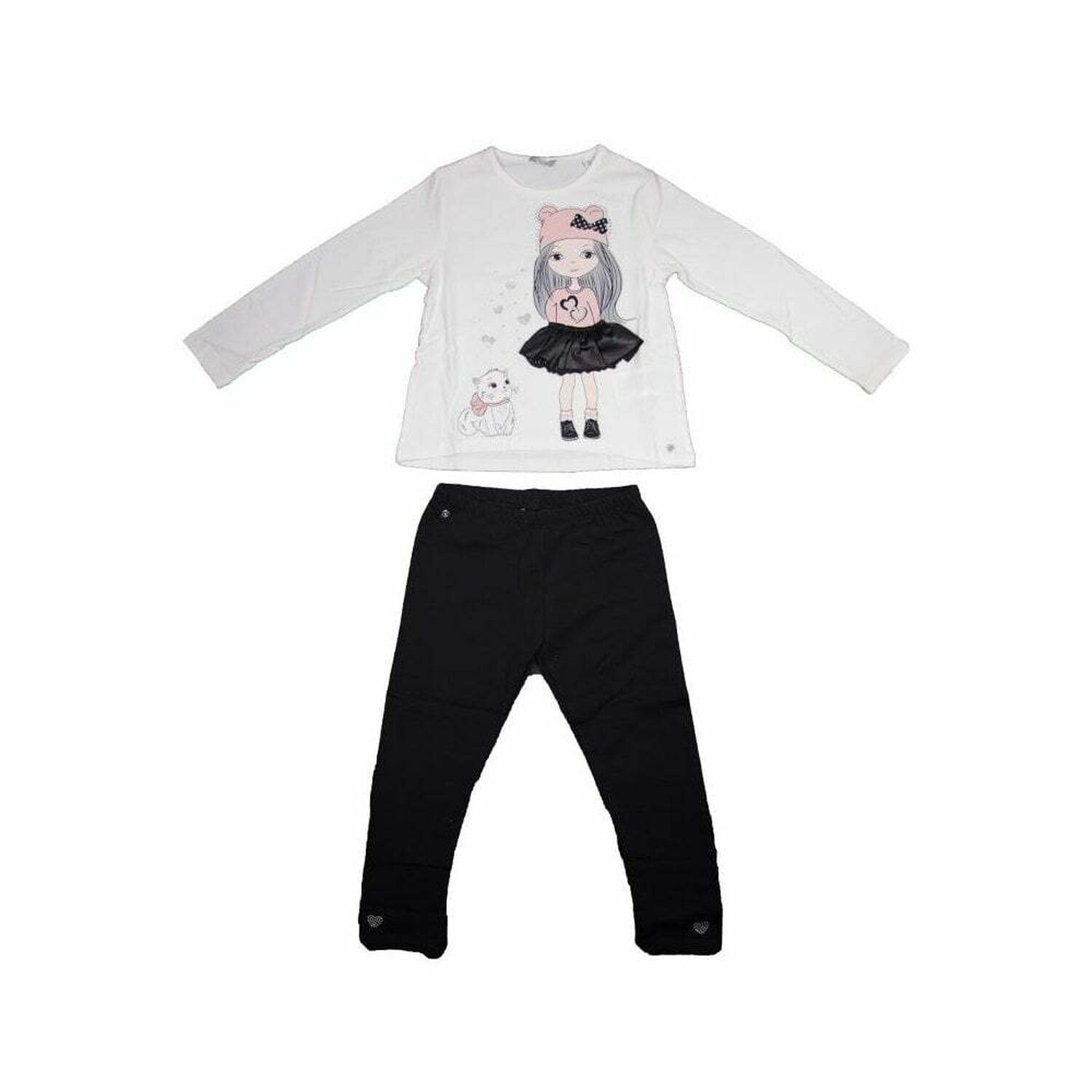 Girls Ivory & Black Legging Set, 1, hi-res image number null