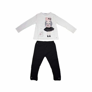 Girls Ivory & Black Legging Set