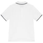 Boys White Logo Polo Shirt, 2, hi-res