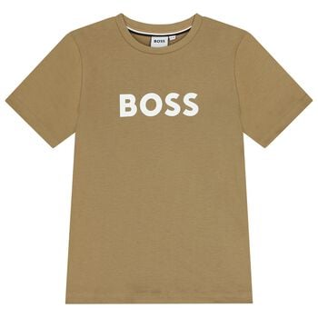 Boys Mini Me Beige Logo T-Shirt