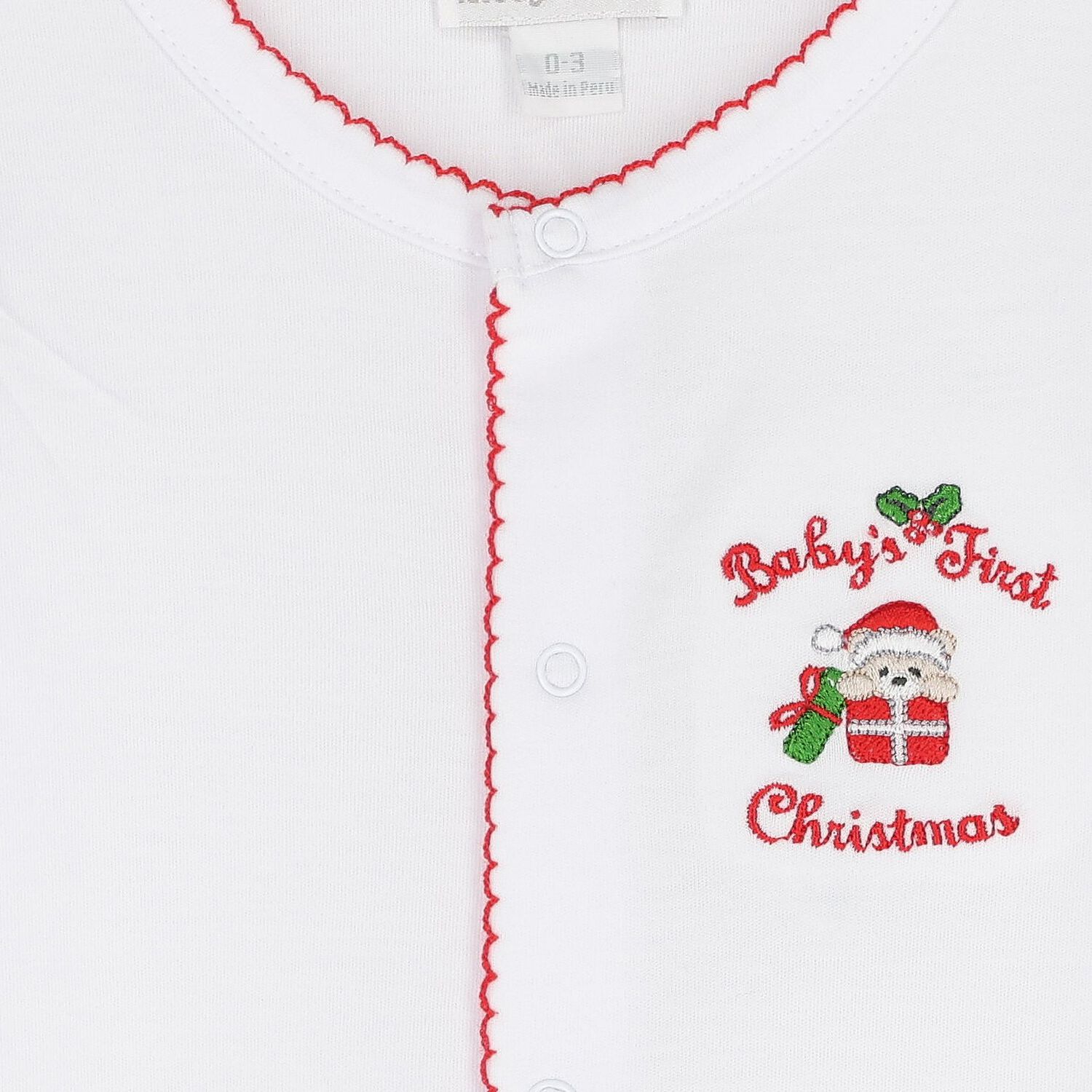 White & Red First Christmas Babygrow, 1, hi-res