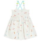 Girls White Embroidered Bow Dress, 1, hi-res