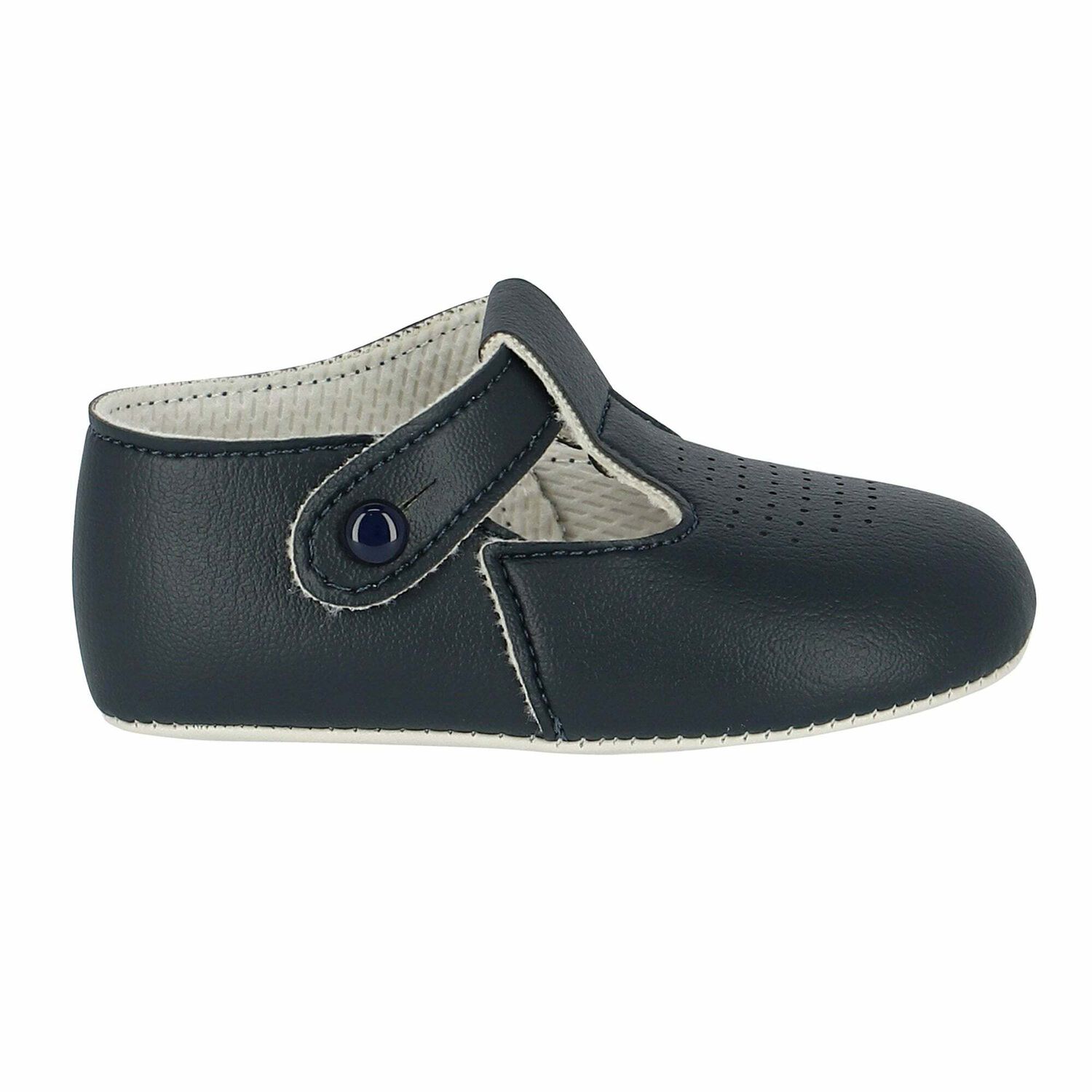 Baby Navy Leather Pre Walker Shoes, 2, hi-res image number null