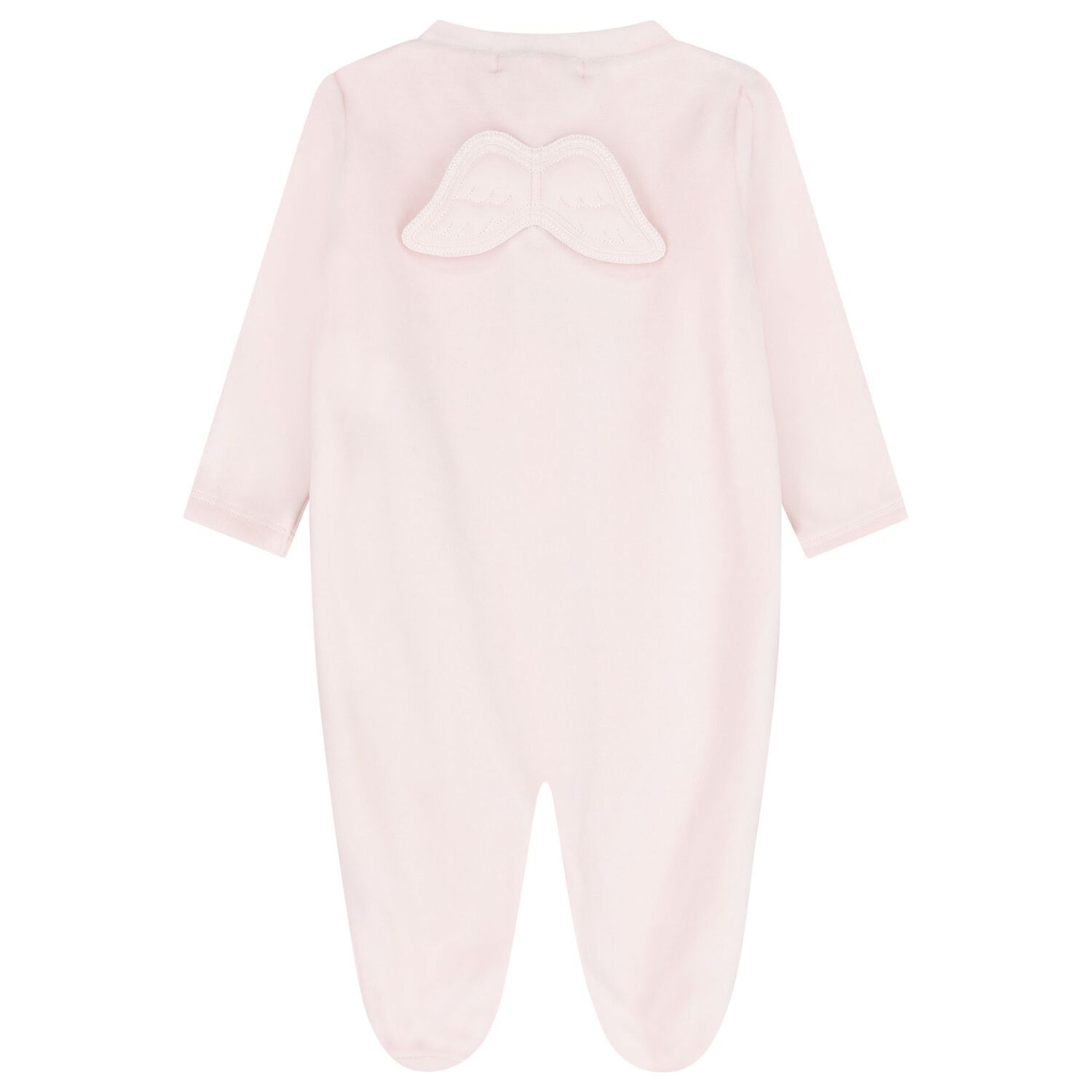 Baby Girls Pink Wings Velour Babygrow, 2, hi-res