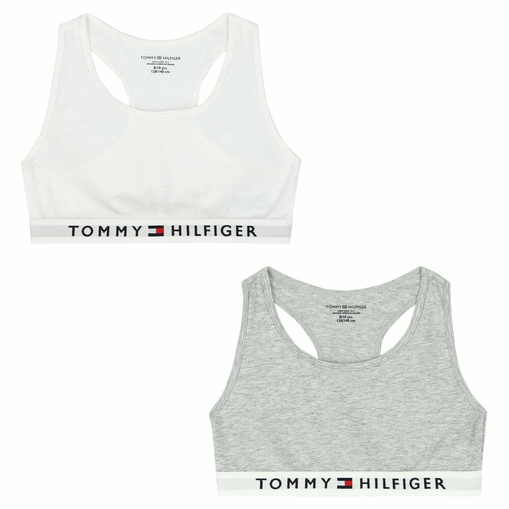 Tommy Hilfiger Girls White & Grey Bra Tops | Junior Couture