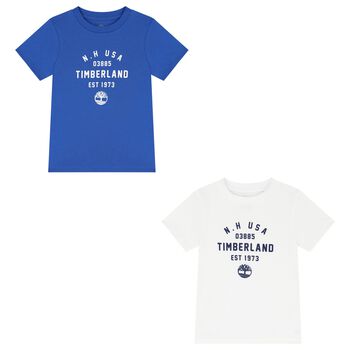Boys Blue & White Logo T-Shirts ( 2-Pack )