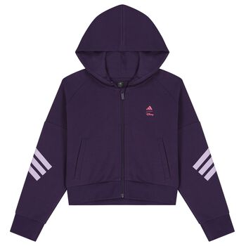 Girls Purple Disney Logo Hooded Zip Up Top