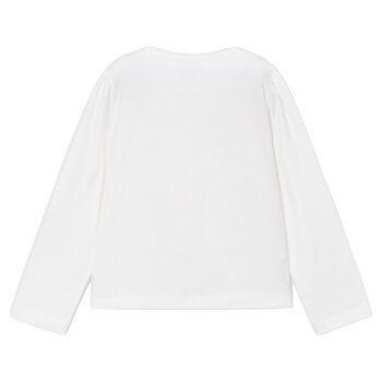 Girls White Floral Long Sleeve Top