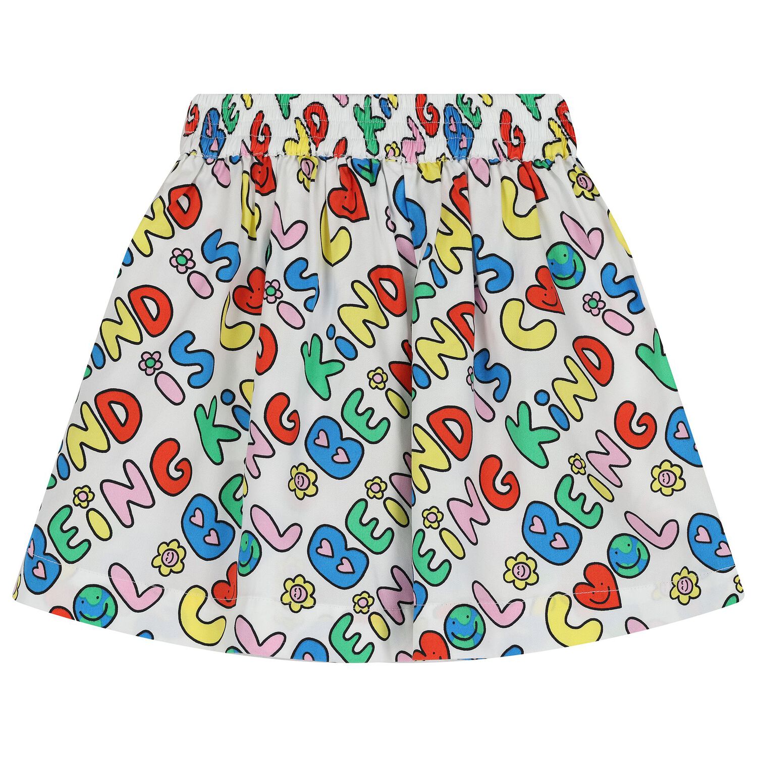 Girls White Slogan Skirt, 1, hi-res