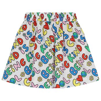Girls White Slogan Skirt