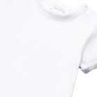 Baby Boys White & Blue Striped Dungaree Set, 1, hi-res