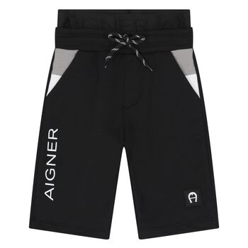 Younger Boys Black Logo Shorts