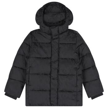 Boys Black Logo Padded Puffer Jacket