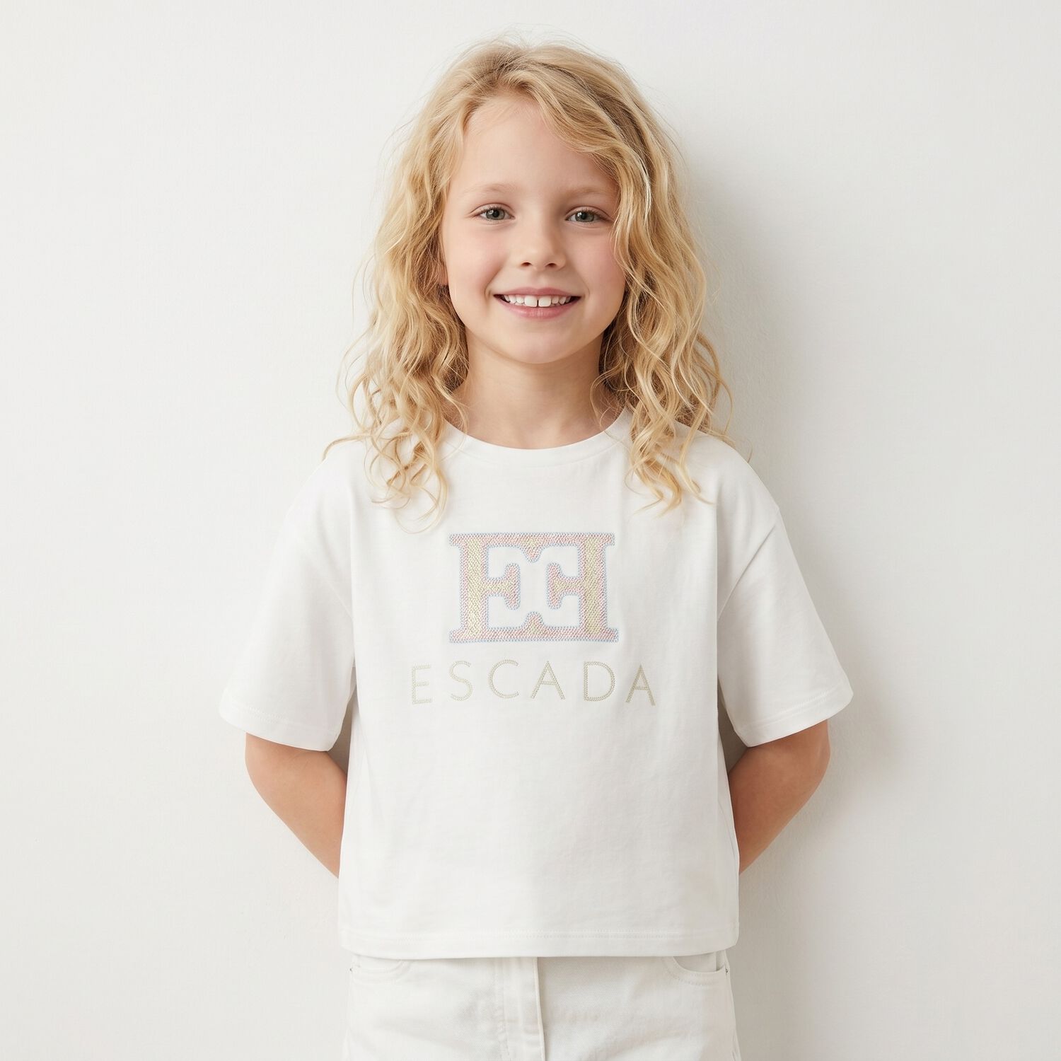 Girls White Logo T-Shirt, 1, hi-res