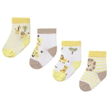 Baby Boys Yellow & White Socks ( 4-Pack )