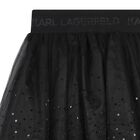 Girls Black Logo Tulle & Sequin Skirt, 1, hi-res