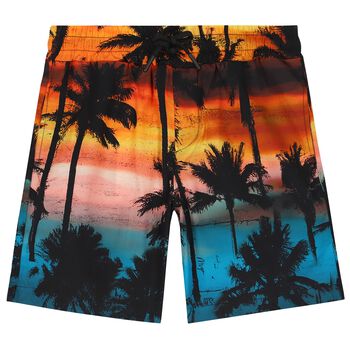 Boys Orange & Blue Palm Tree Shorts