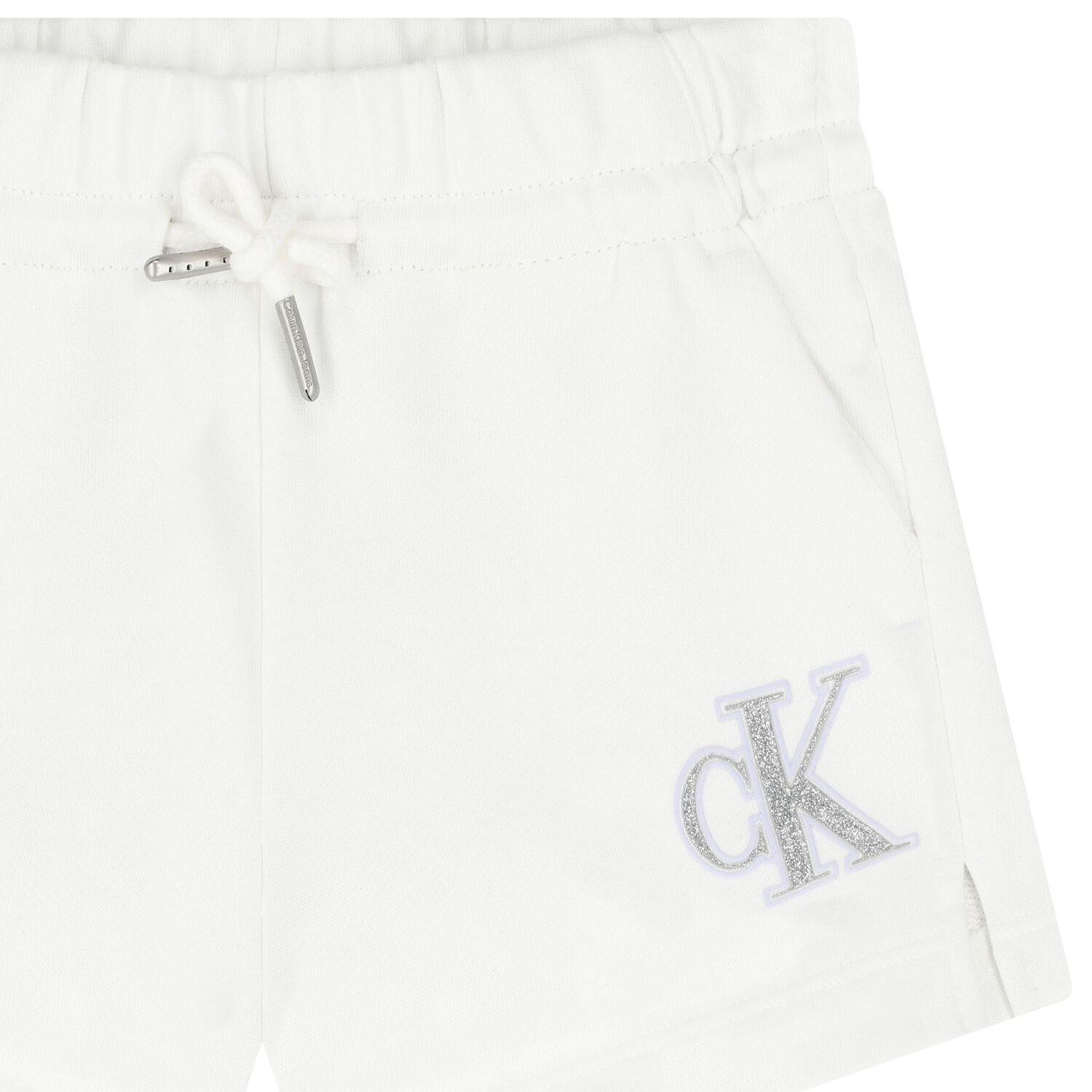 Girls White Logo Shorts, 2, hi-res