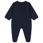 Baby Boys Navy Blue & Gold Logo Babygrow, 2, hi-res