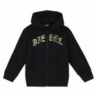 Black & Gold Logo Zip Up Hooded Top, 1, hi-res