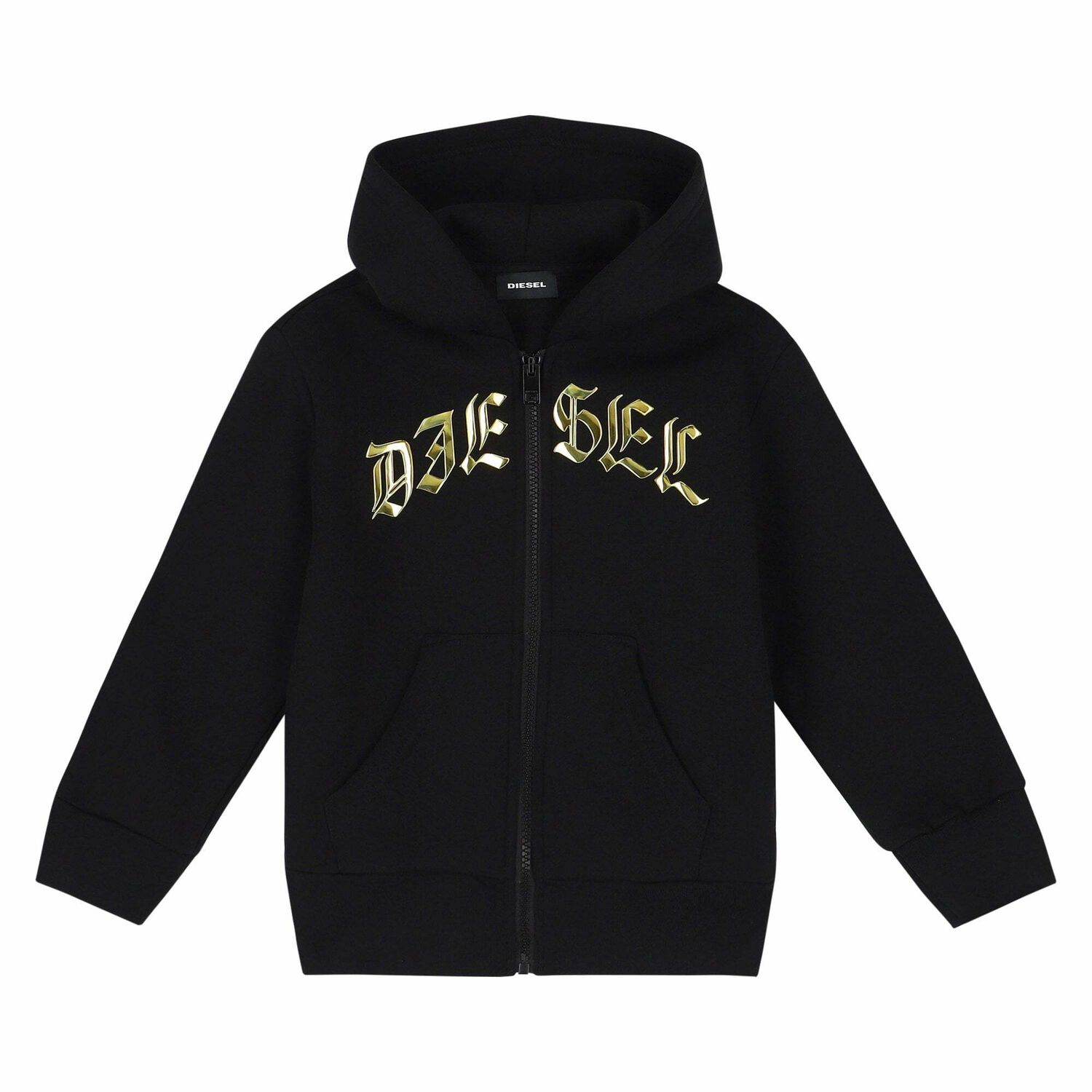 Black & Gold Logo Zip Up Hooded Top, 1, hi-res image number null