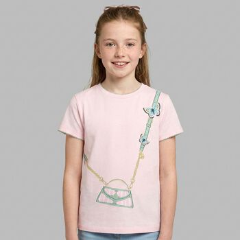 Girls Pink Logo Bag T-Shirt