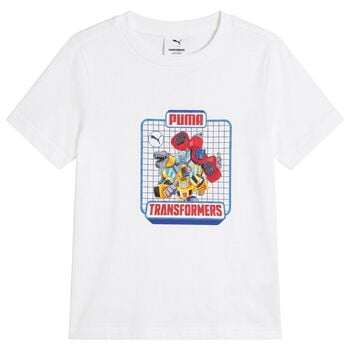 Boys White Optimus Prime & Bumblebee Transformers T-Shirt