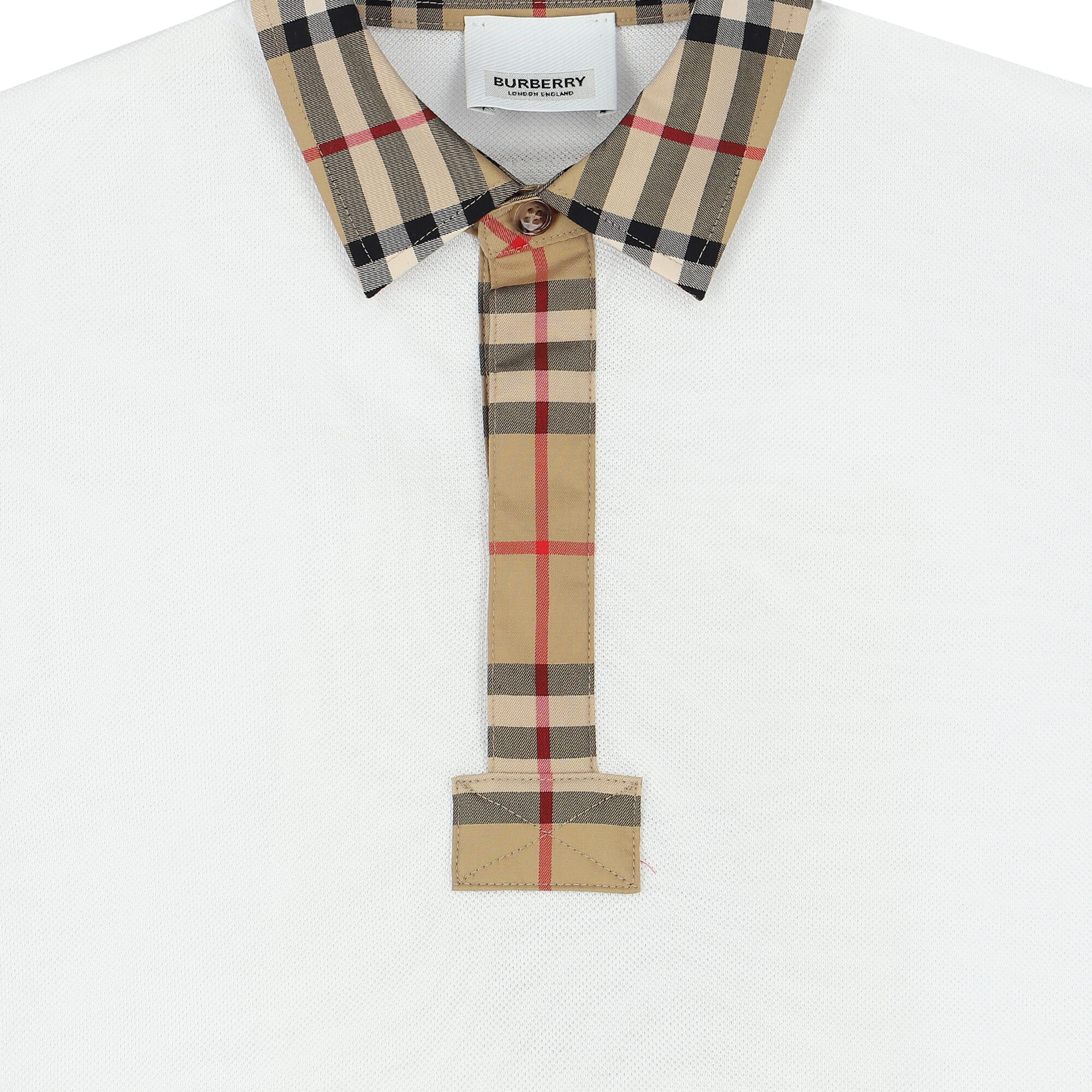 Burberry Boys White Checkered Polo Shirt Junior Couture Bahrain