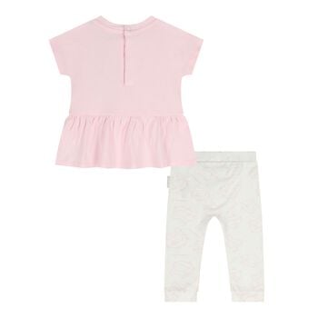 Baby Girls Pink & White Leggings Set