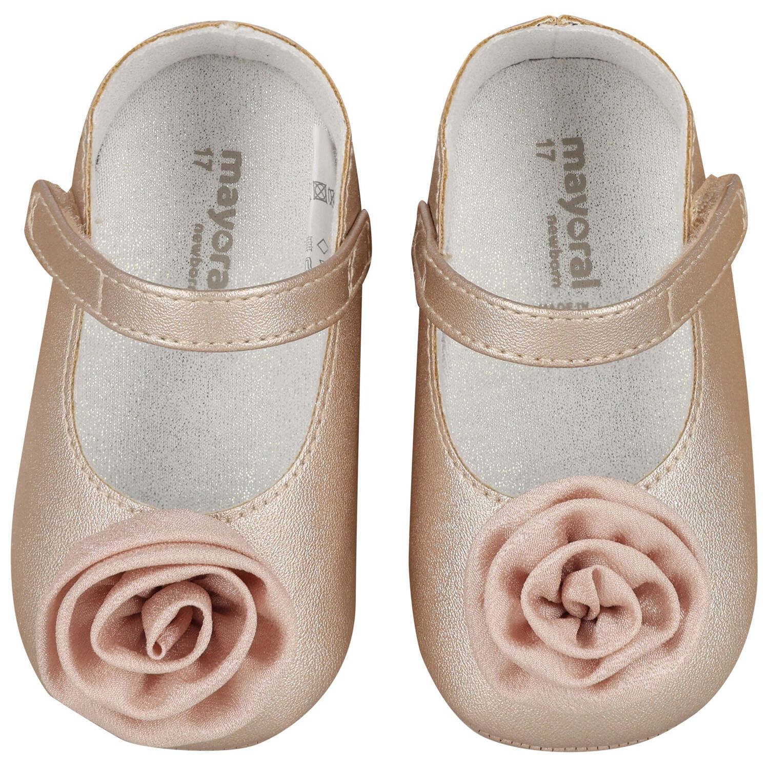 Baby Girls Gold Flower Pre Walker Shoes, 4, hi-res