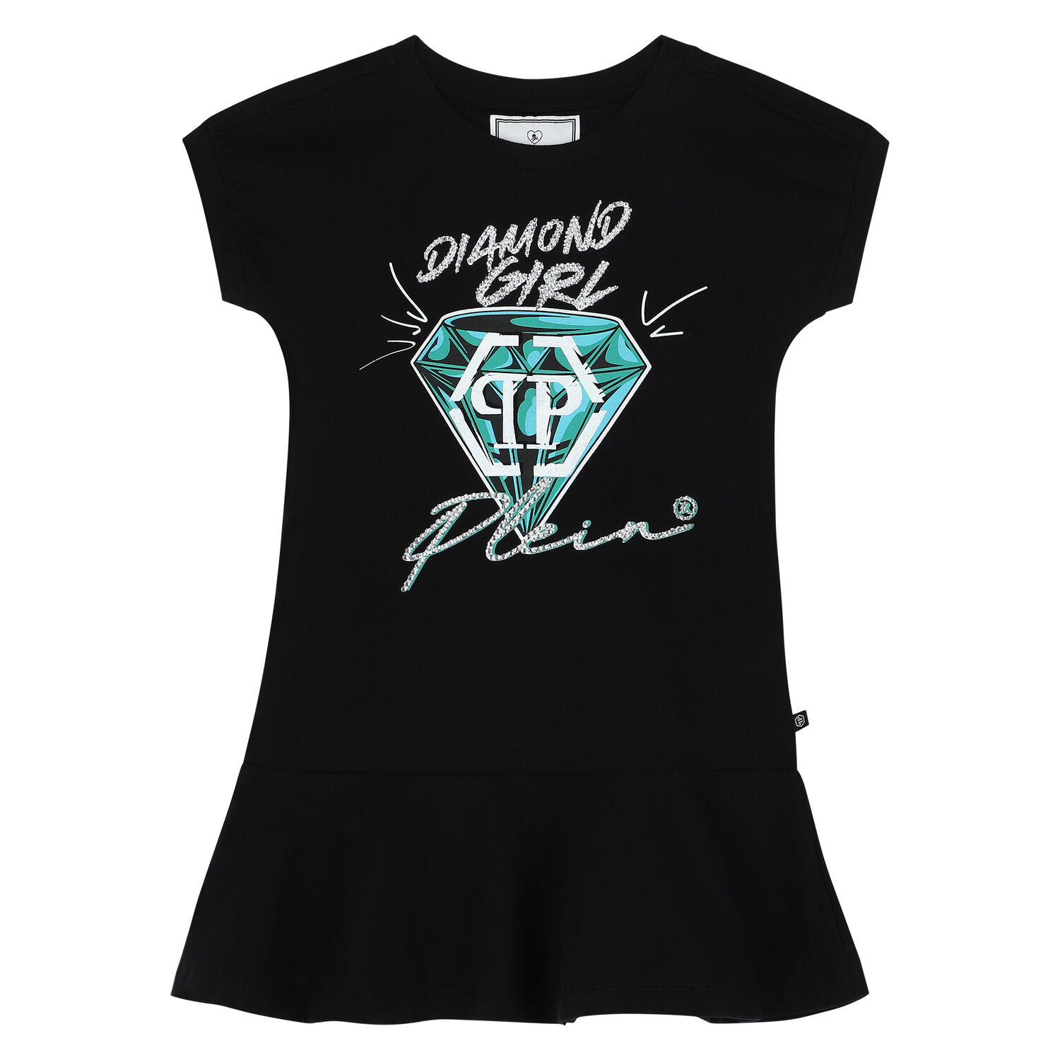 فستان بشعار الماس باللون الأسود , 1, hi-res