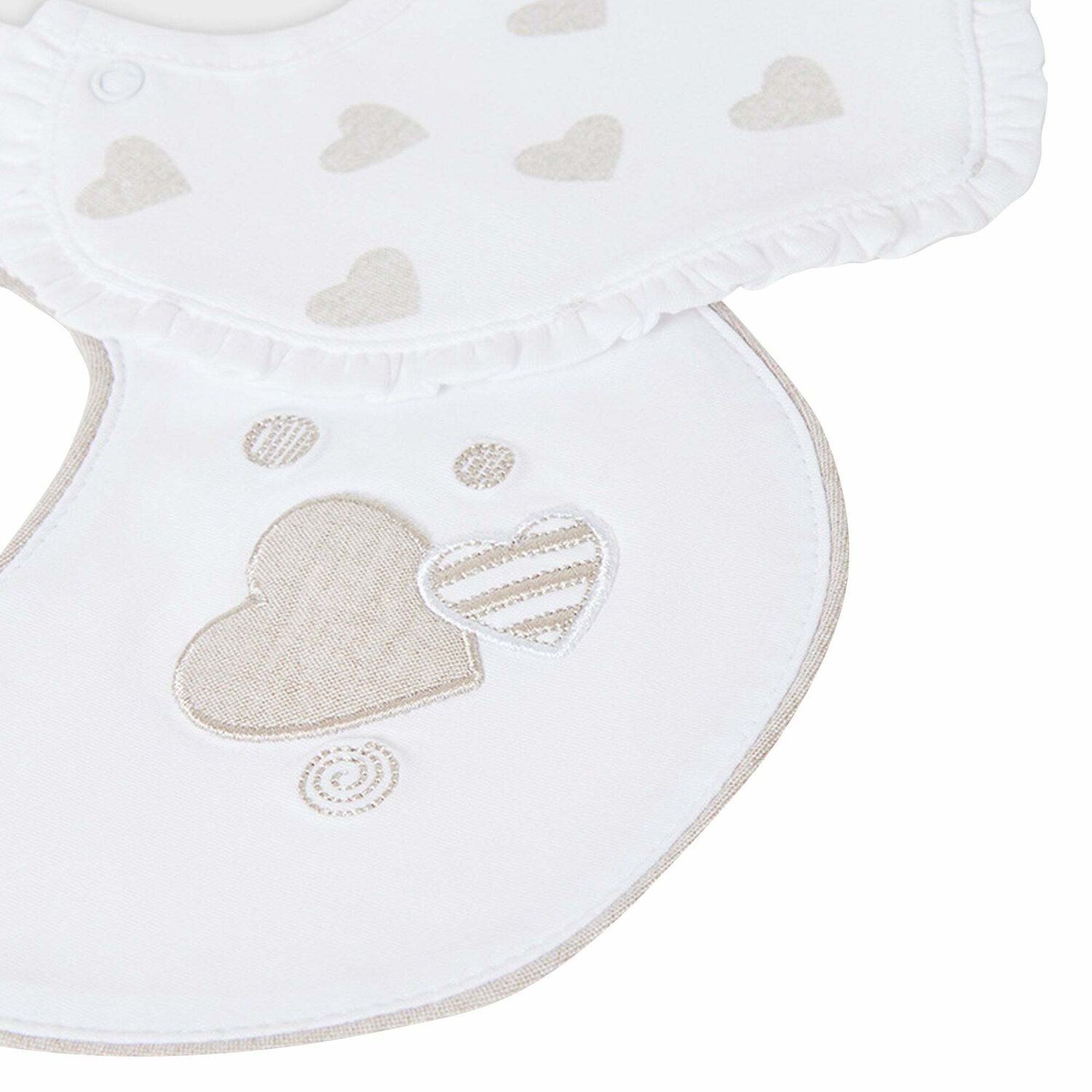 Baby Girls White & Beige Bibs (2 Pack), 2, hi-res
