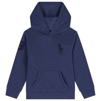 Boys Navy Blue Logo Hooded Top
