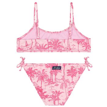 Girls Pink Palm Print Bikini