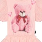 Girls Pink Teddy Bear Tulle Dress, 1, hi-res