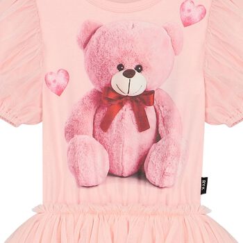 Girls Pink Teddy Bear Tulle Dress