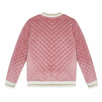 Girls Pink Velvet Reversible Jacket