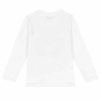 White Logo Long Sleeve Top