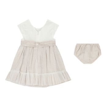 Baby Girls Ivory & Beige Dress Set