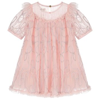 Girls Pink Embellished Tulle Dress