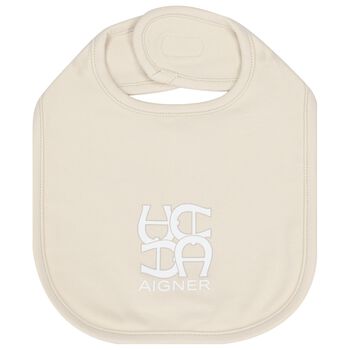 Beige Logo Baby Bib