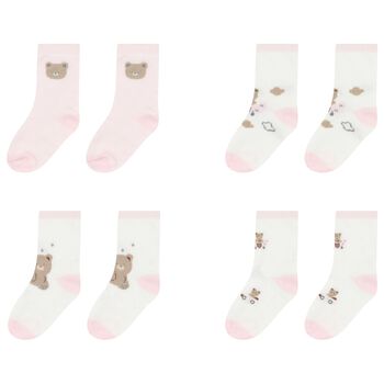 Baby Girls Pink & White Socks ( 4-Pack )