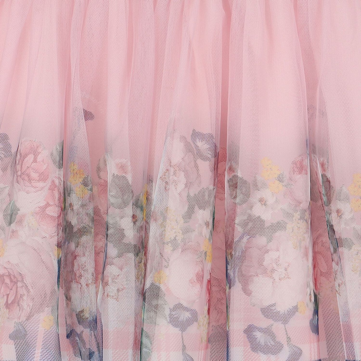 Girls Pink Floral Tulle Skirt, 1, hi-res image number null