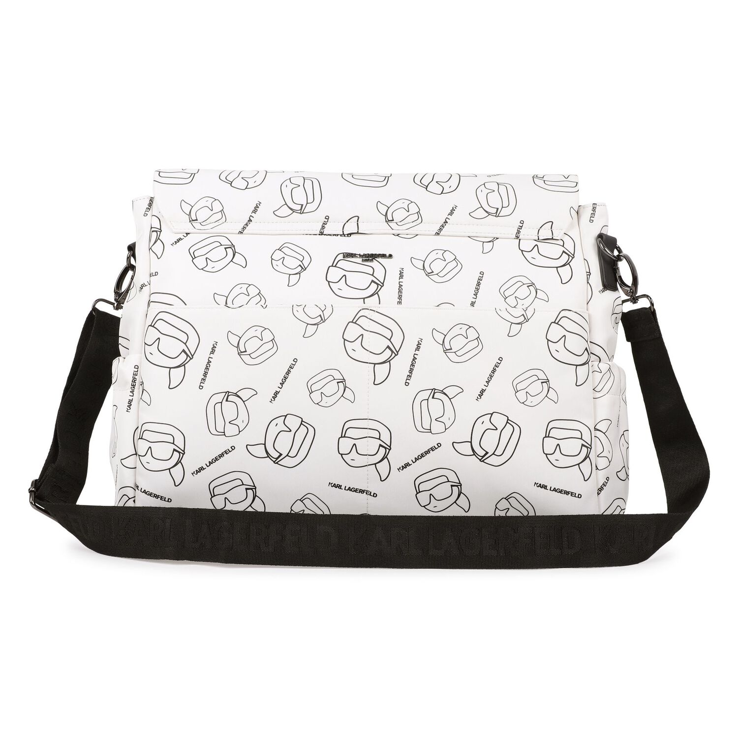 White Ikonik Karl Logo Changing Bag, 1, hi-res