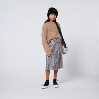 Girls Silver Logo Bag