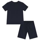 Boys Navy Blue Logo Shorts Set, 1, hi-res