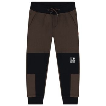 Boys Brown & Black Logo Joggers