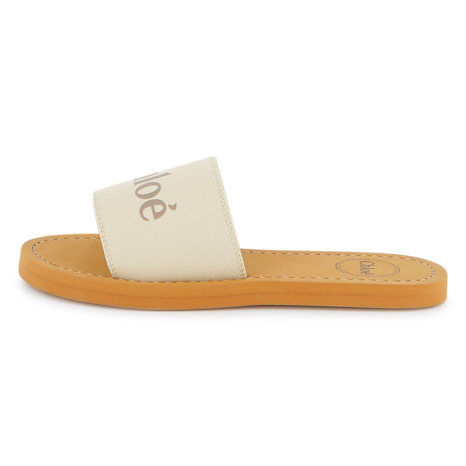 Girls Mini Me Ivory & Beige Logo Sliders, 1, hi-res