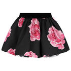 Girls Black & Pink Roses Skirt, 1, hi-res