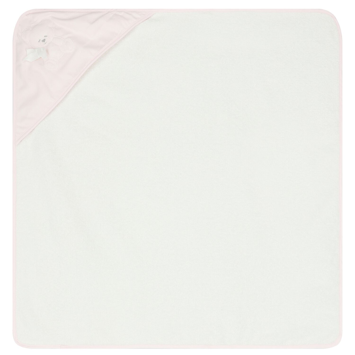 Baby Girls White & Pink Teddy Bear Hooded Towel, 1, hi-res image number null